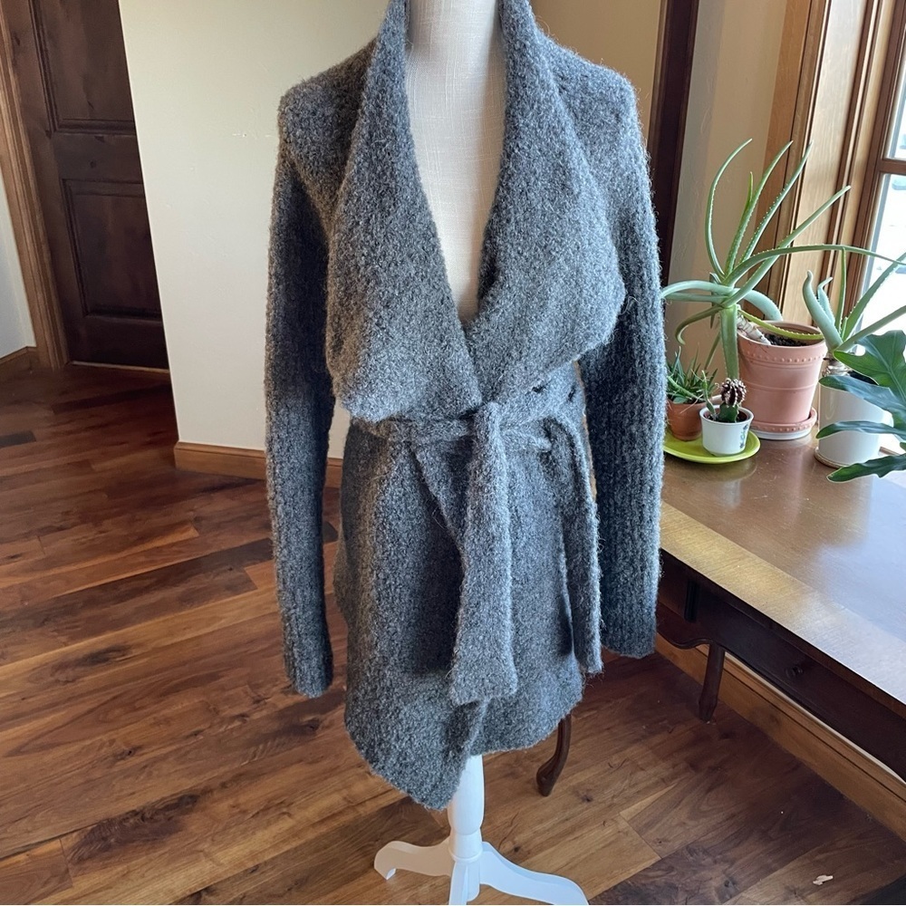 Skin Alpaca Blend Wrap Sweater in Grey, size Large